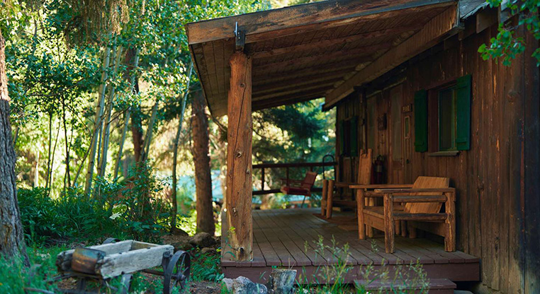 Porch of a cabin in the woods